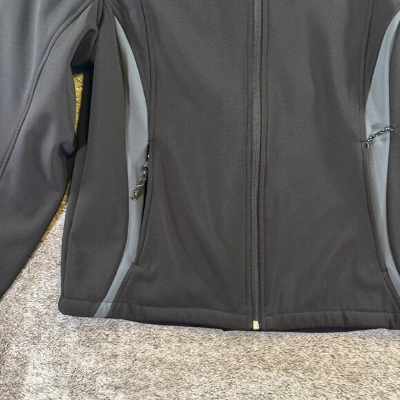 Snozu women's black and gray fleece-lined soft shell jacket Sz L - Picture 2 of 7